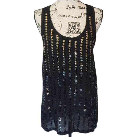Boutique brand black and gold ombre dressy sequin tank - Picture 1 of 5
